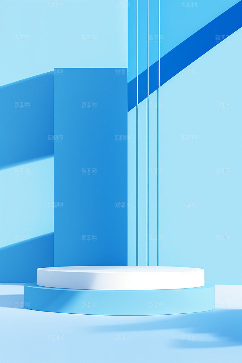 蓝色展台3D商品展示电商背景