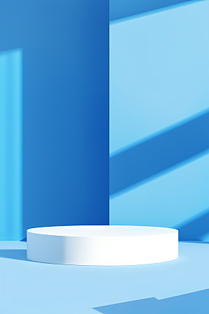 蓝色展台C4D立体电商背景