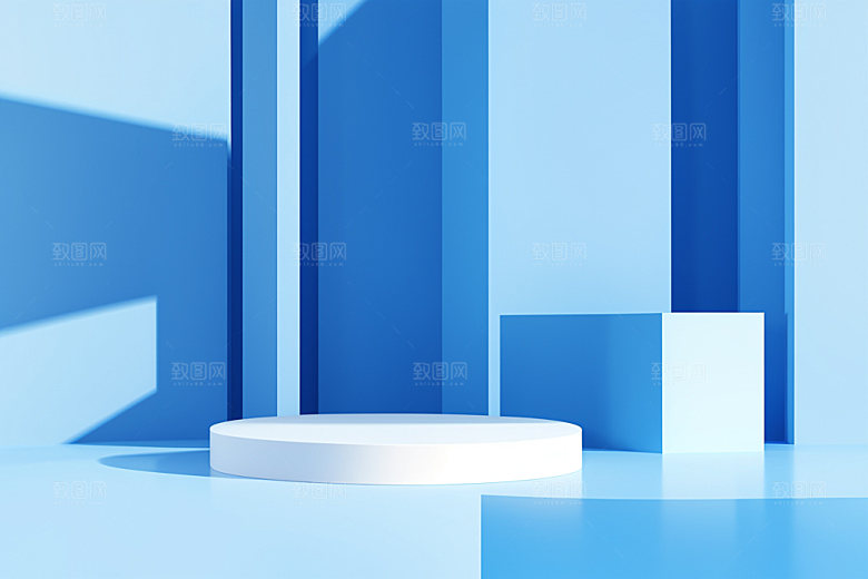 蓝色展台商品展示游泳电商背景