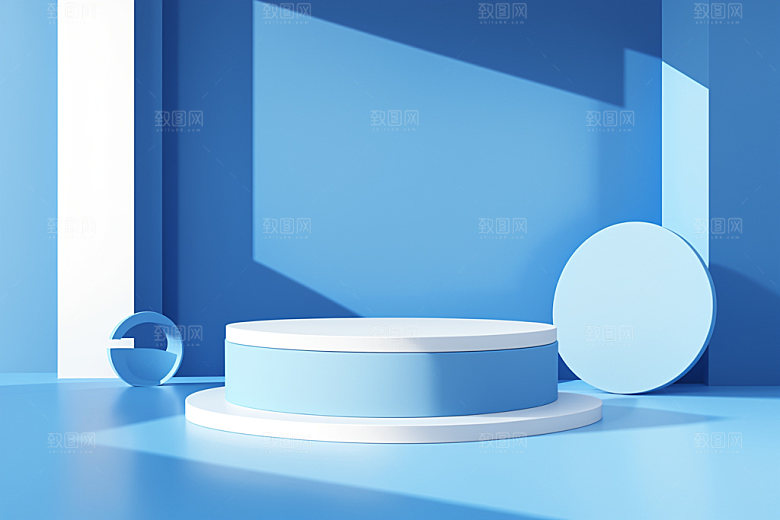 蓝色展台活动C4D电商背景