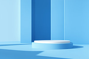 蓝色展台立体3D电商背景