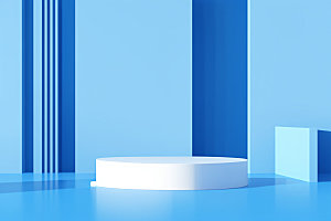 蓝色展台商品展示立体电商背景