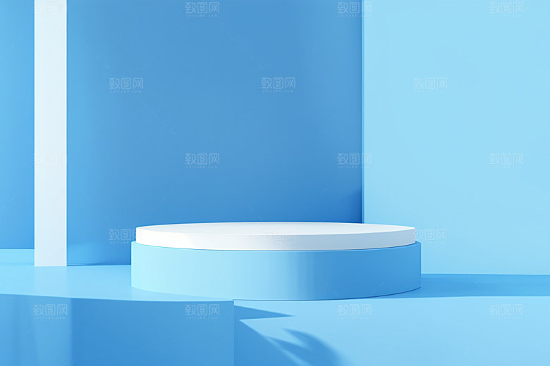 蓝色展台夏日C4D电商背景