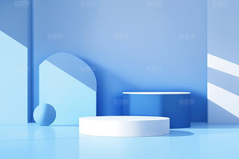 蓝色展台活动C4D电商背景