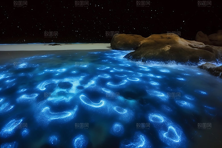 蓝眼泪海水自然摄影图