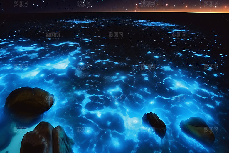 蓝眼泪风光海水摄影图