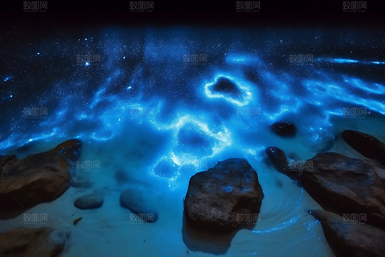 蓝眼泪自然海水摄影图