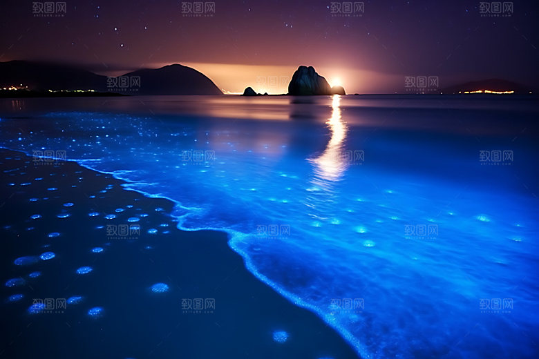 蓝眼泪高清海水摄影图
