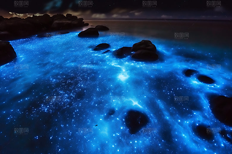 蓝眼泪大海风光摄影图