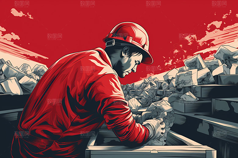 劳动人物平面劳动者插画