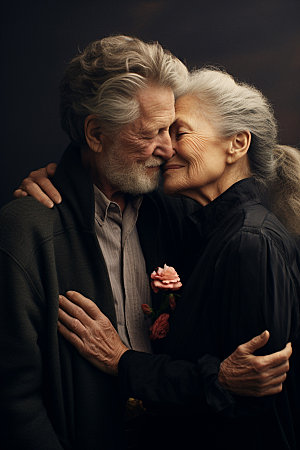时尚冬季老年夫妻人物摄影矢量图