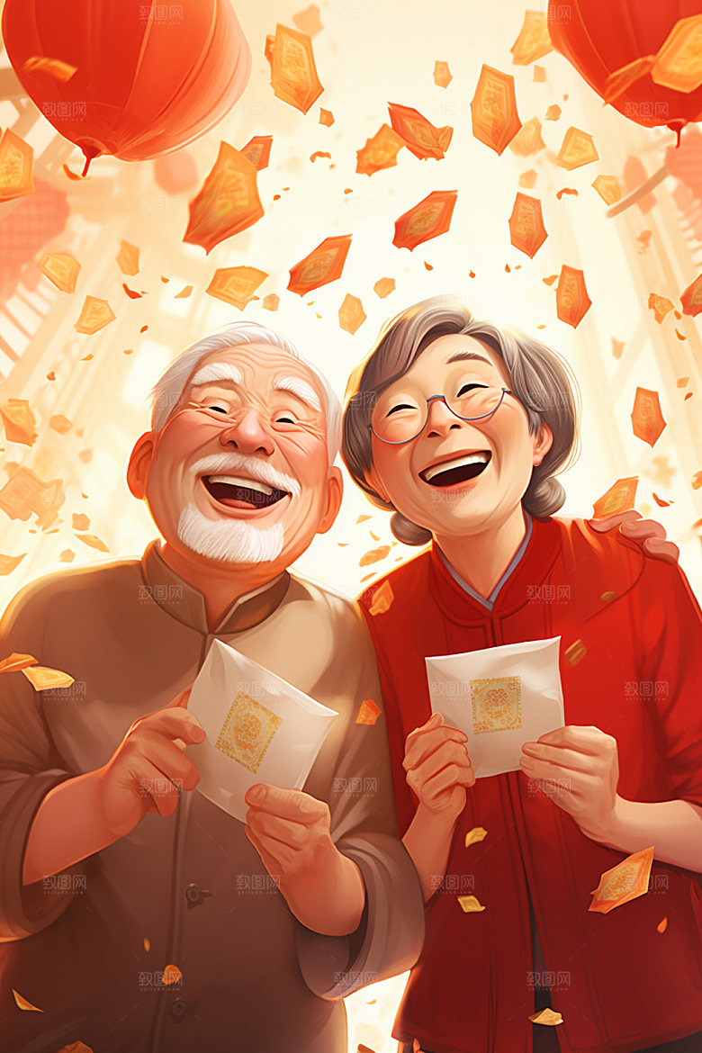 敬老宣传手绘老年人插画