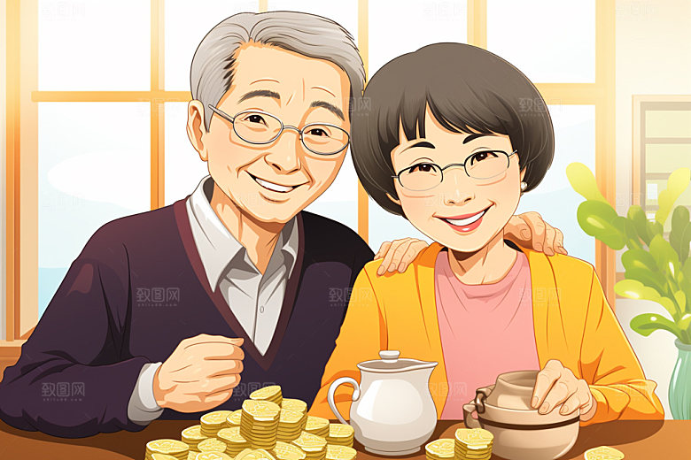 敬老宣传夕阳红高清插画