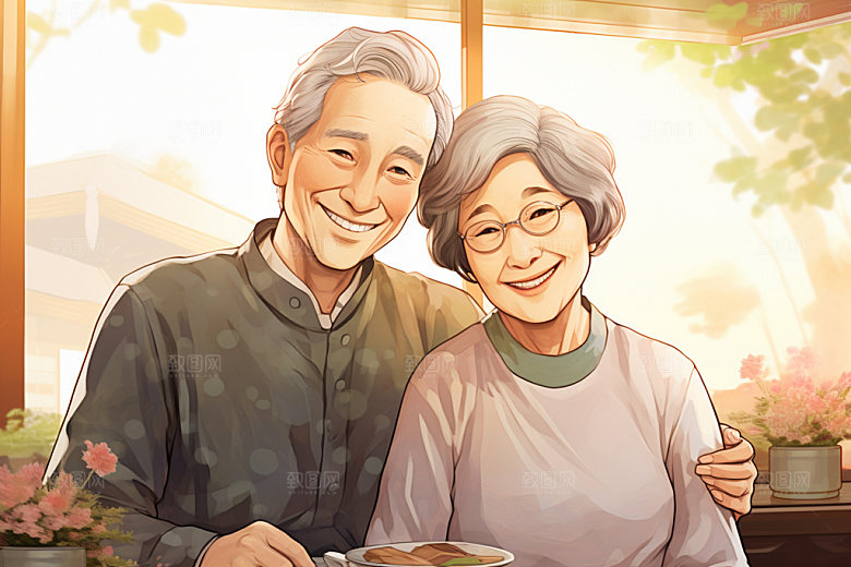 敬老宣传老年人手绘插画