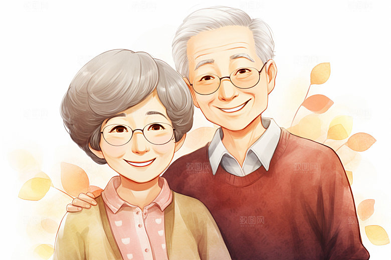 敬老宣传家庭高清插画