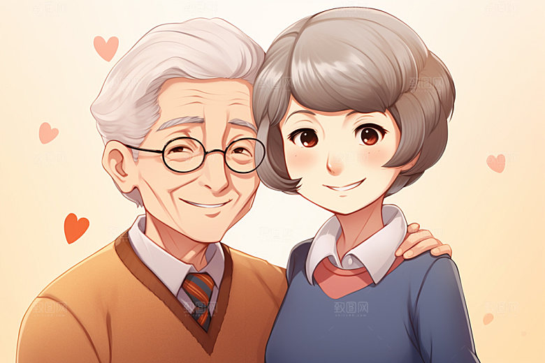 敬老宣传手绘养老插画