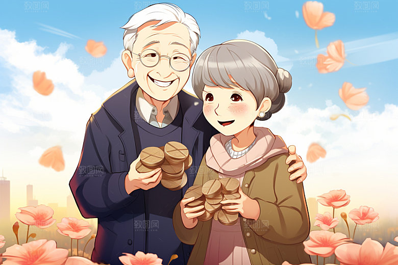 敬老宣传养老老年人插画