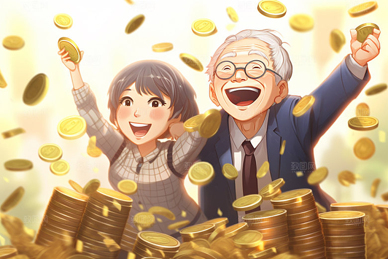 敬老宣传手绘夕阳红插画