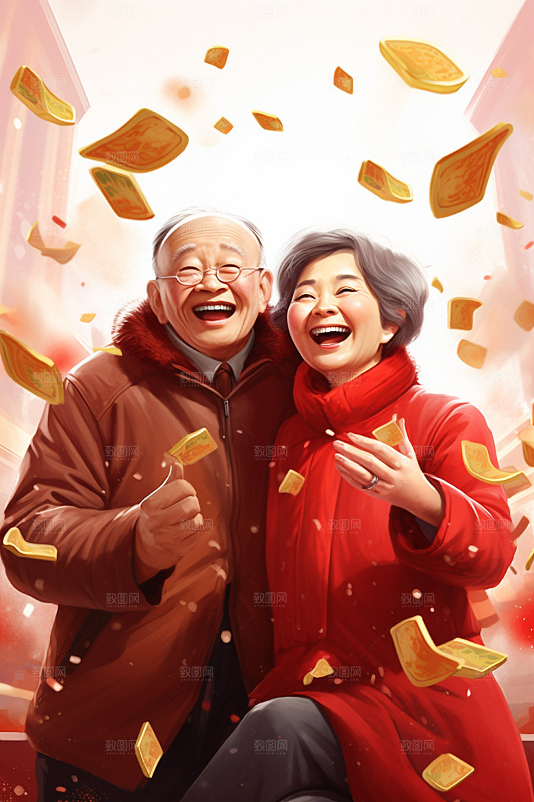 敬老宣传温馨手绘插画