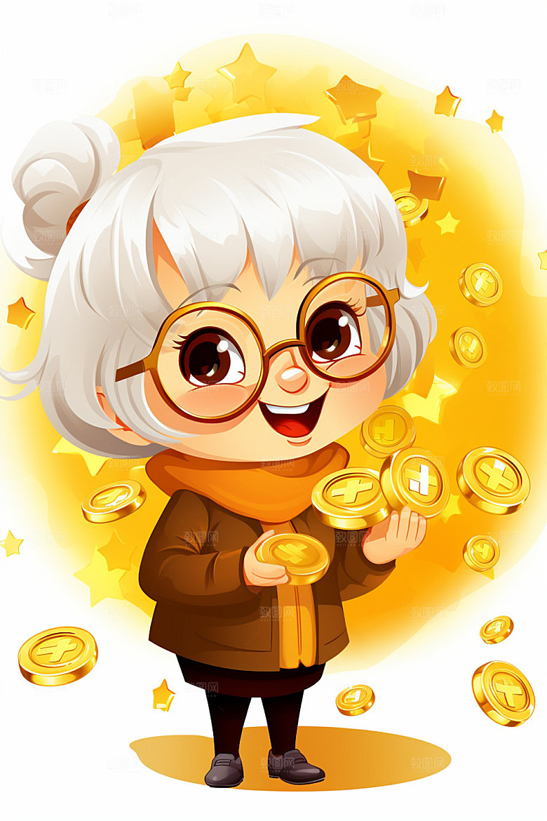 敬老宣传高清老年人插画