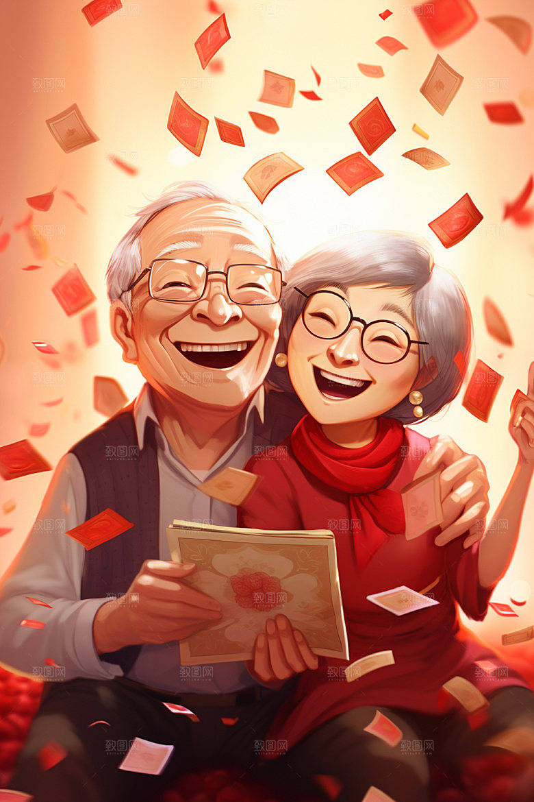 敬老宣传温馨手绘插画