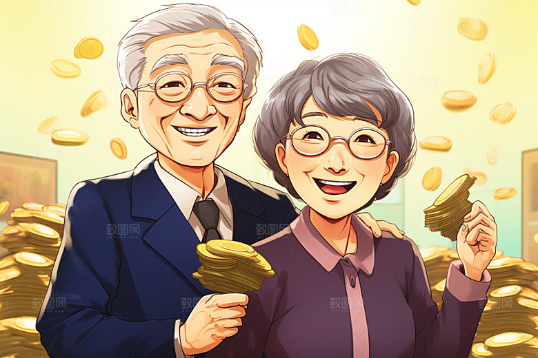 敬老宣传老年人手绘插画