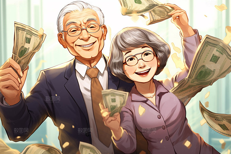 敬老宣传老年人夕阳红插画