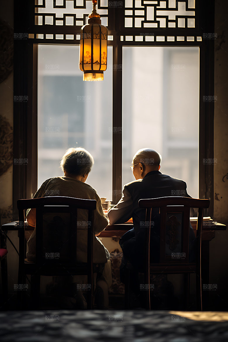 老人背影父母爱情夫妻摄影图