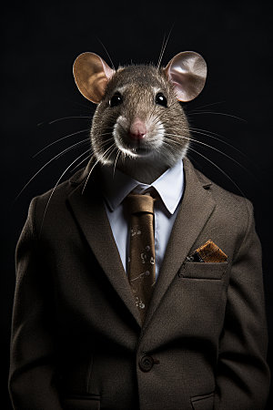 西装老鼠创意动物素材