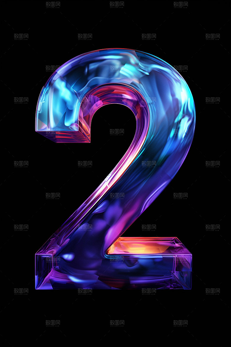 镭射数字3D立体元素