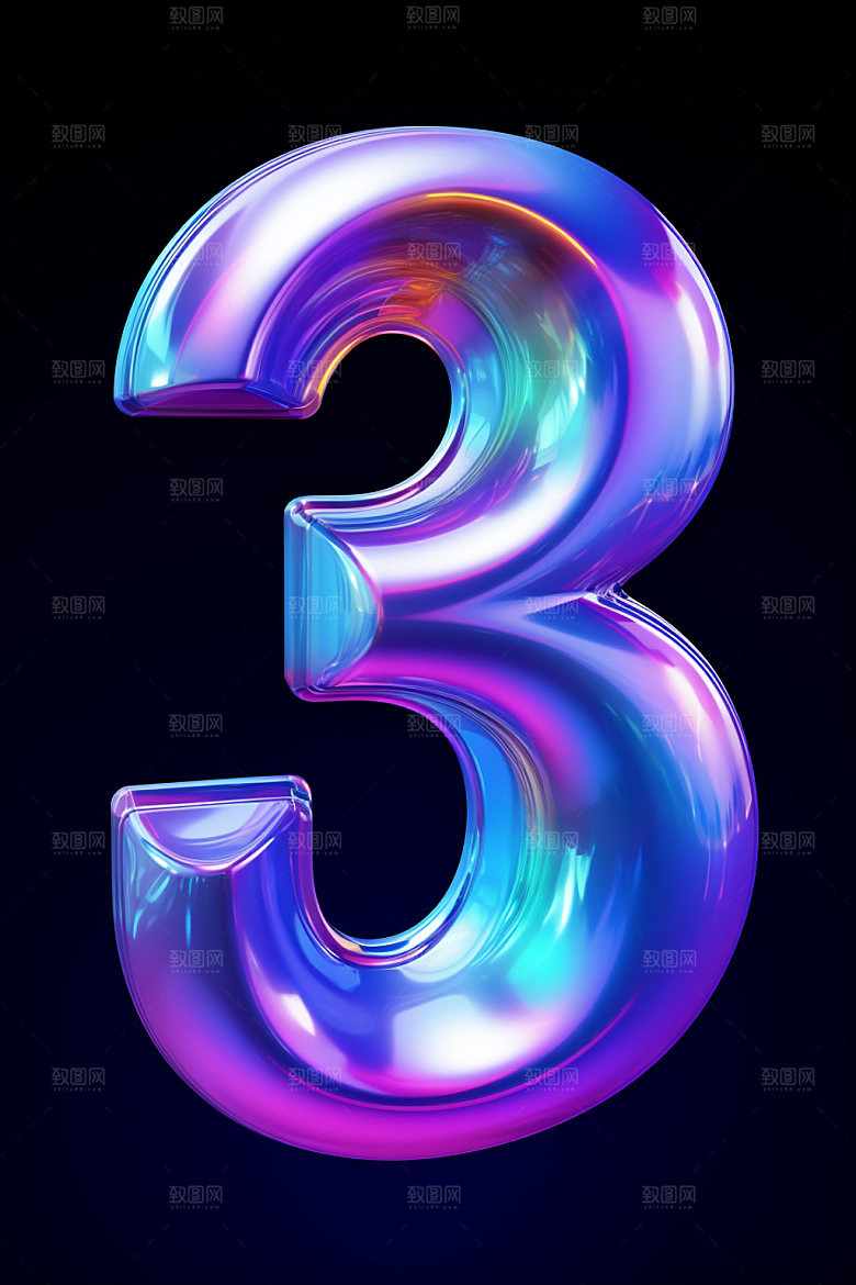 镭射数字3D科技感元素
