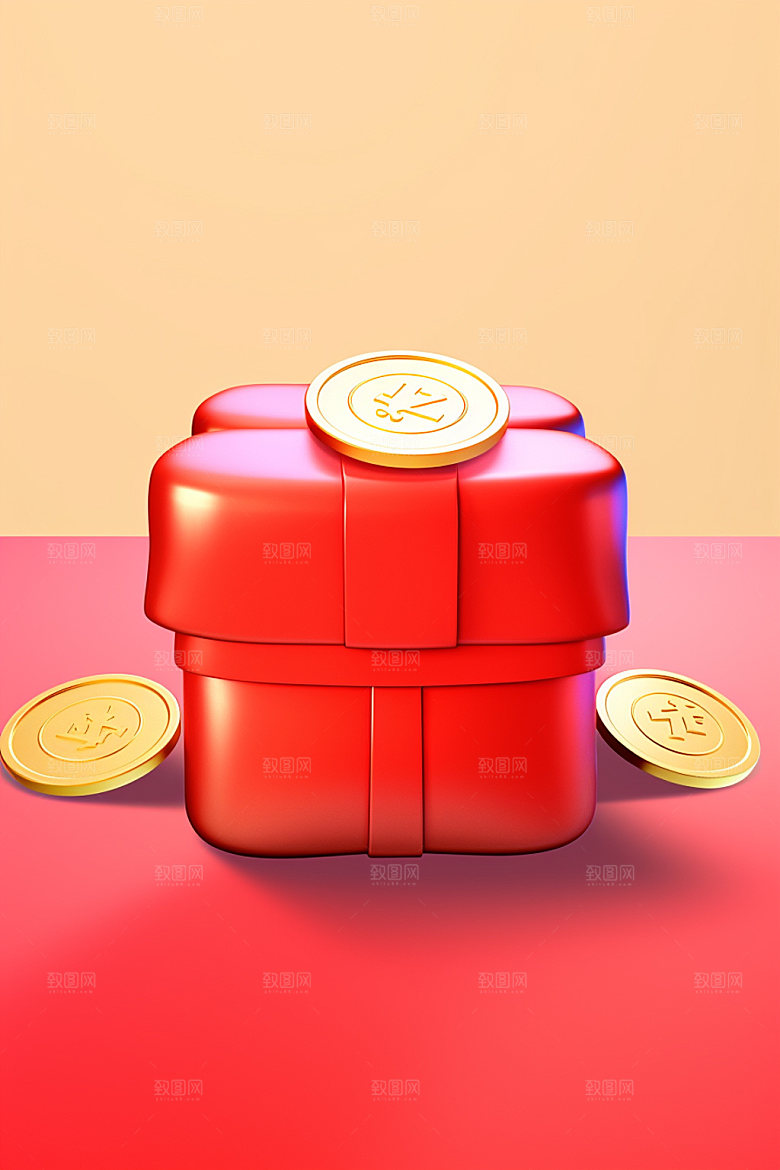 电商促销礼盒金币模型素材