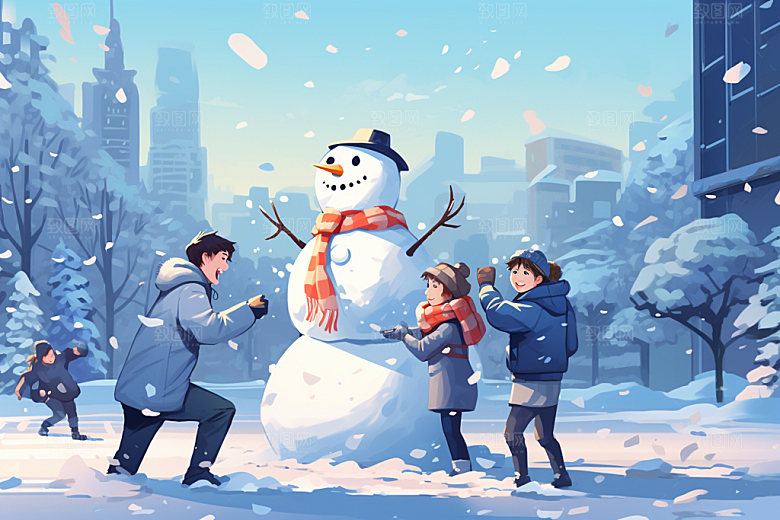 二十四节气立冬下雪矢量素材