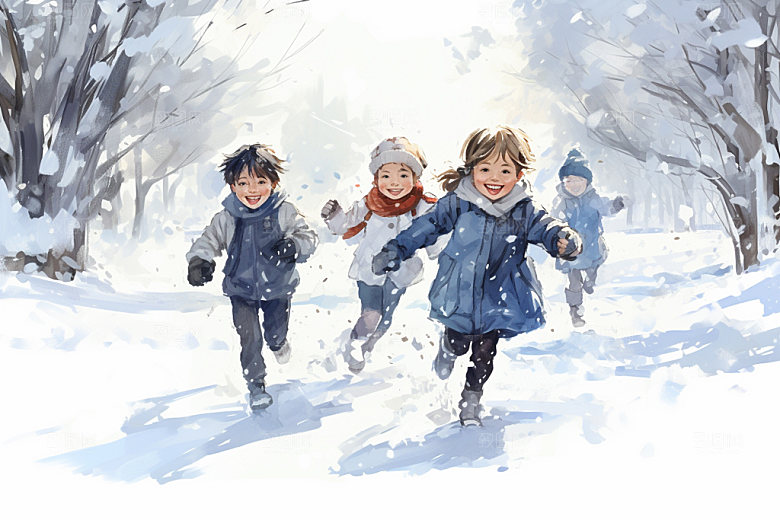 二十四节气立冬插画海报矢量素材
