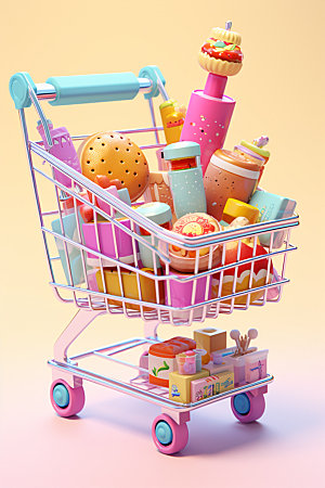 零食购物车超市商超模型