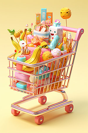 零食购物车超市卖场模型