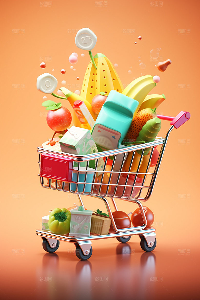 零食购物车商超3D模型