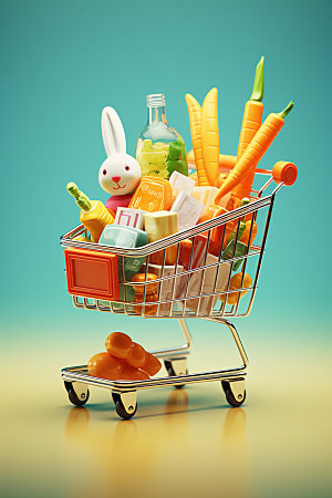 零食购物车卖场超市模型