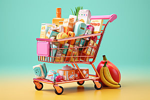 零食购物车超市卖场模型