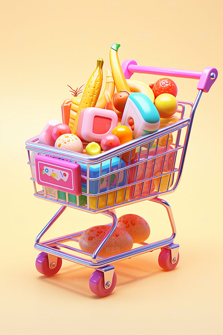 零食购物车商超3D模型