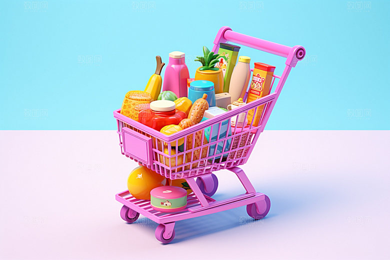 零食购物车3D商超模型