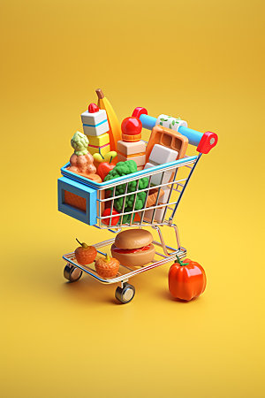 零食购物车商超超市模型