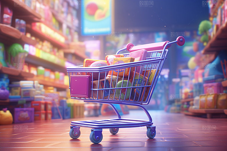 零食购物车活动3D模型