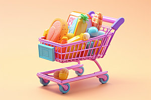 零食购物车活动3D模型