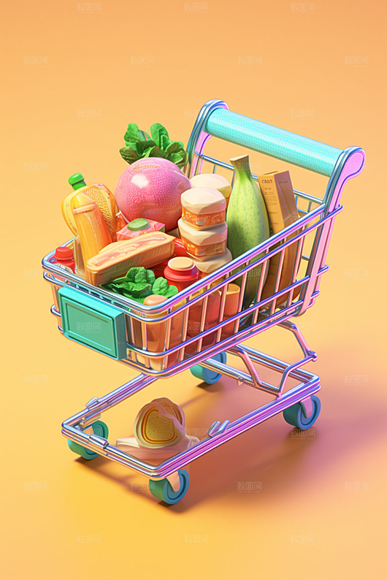 零食购物车活动3D模型