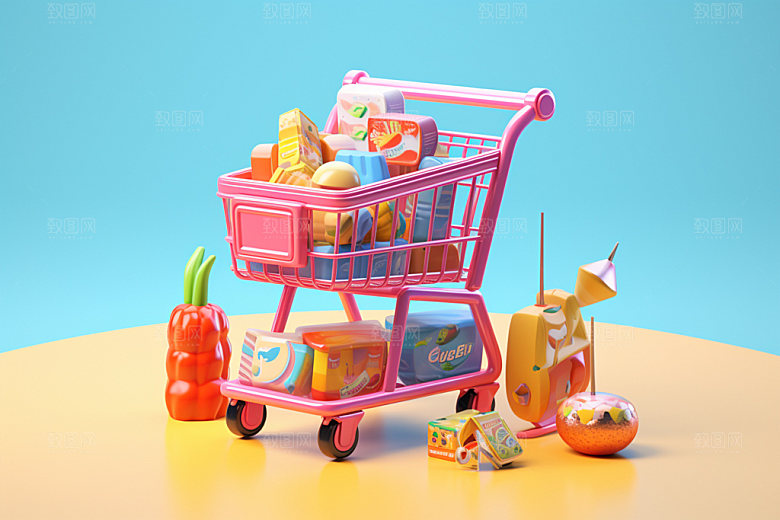 零食购物车活动3D模型