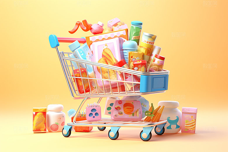 零食购物车卖场3D模型