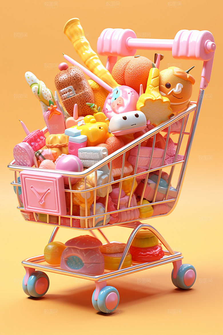 零食购物车促销3D模型