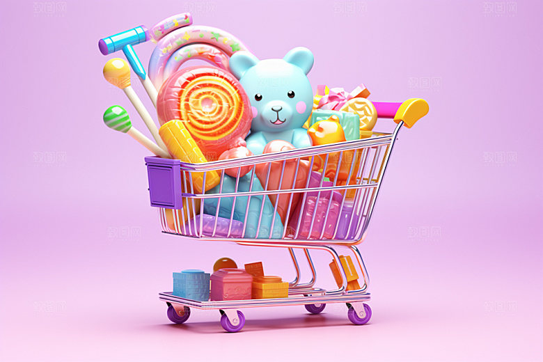 零食购物车商超3D模型