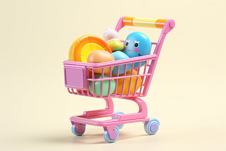 零食购物车采购3D模型